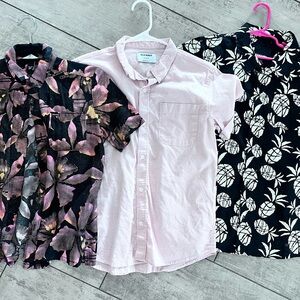 Volcom Surf Brands Old Navy Kids' Pink and Black Floral Shirts Hawaiian Boys